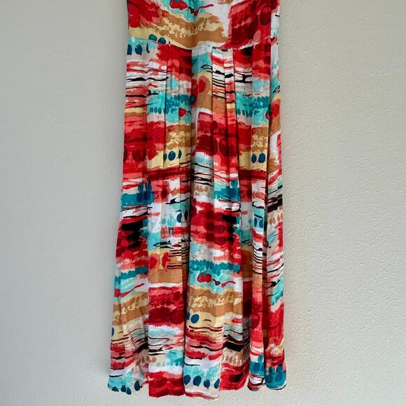 AGB colorful high neck pleated skirt maxi long resort wear vacation sun dress Sm - Picture 6 of 14